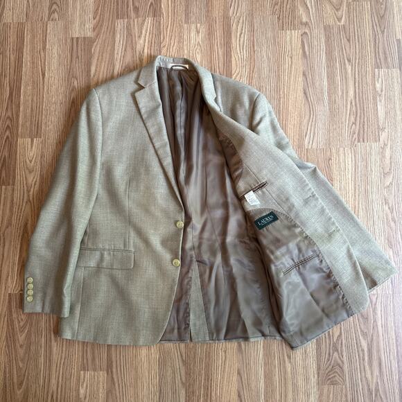 Ralph Lauren 44R Rayon Polyester Linen Blazer Sport Coat Jacket Beiges - Picture 1 of 13